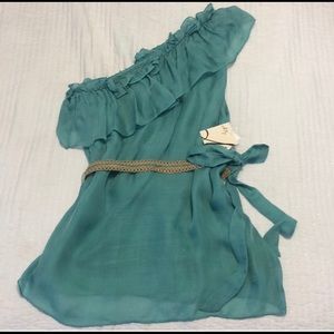 NWT Milly New York One Shoulder Ruffle Top